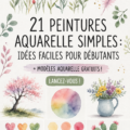 Tableau aquarelle coloré facile pour débutants, montrant des fleurs dans un style doux.