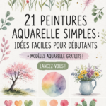 Tableau aquarelle coloré facile pour débutants, montrant des fleurs dans un style doux.
