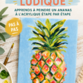 Peinture d'ananas sur toile, avec des couleurs vives et des détails réalistes.