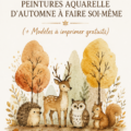 Peinture d'aquarelle d'arbre aux couleurs automnales
