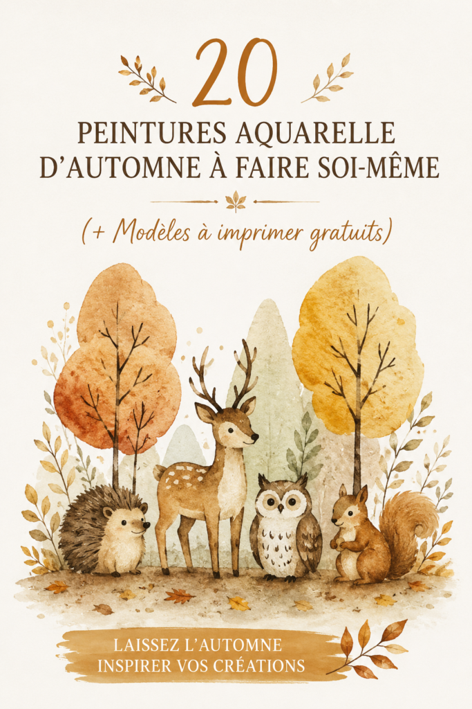 Peinture d'aquarelle d'arbre aux couleurs automnales