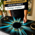 Peinture acrylique colorée avec des techniques de pouring