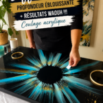Peinture acrylique colorée avec des techniques de pouring