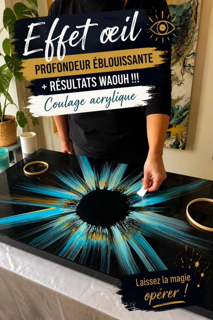 Peinture acrylique colorée avec des techniques de pouring