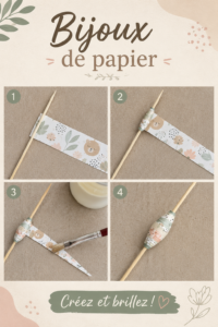 Collier coloré en papier fait main, illustrant l'art de la bijouterie en papier.
