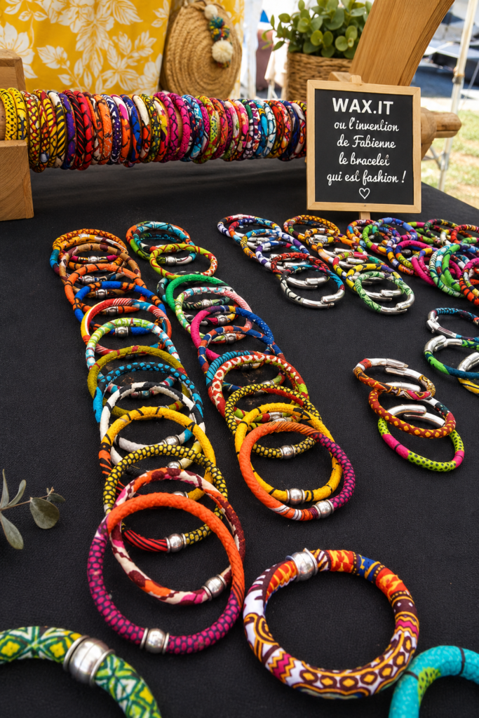 Bracelet WAX.IT tendance et coloré sur un fond neutre