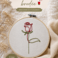 Un exemple de rose rouge brodée avec des détails raffinés
