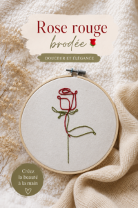 Un exemple de rose rouge brodée avec des détails raffinés