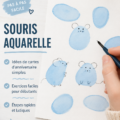 Carte d'anniversaire décorée à l'aquarelle avec des motifs colorés.