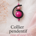 Collier pendentif rose et noir élégant sur fond neutre