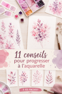 Une palette de couleurs aquarelle avec des pinceaux et un carnet de croquis.