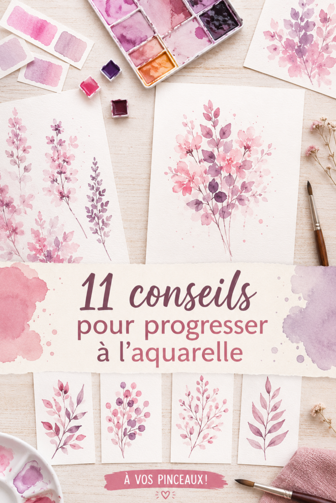 Une palette de couleurs aquarelle avec des pinceaux et un carnet de croquis.