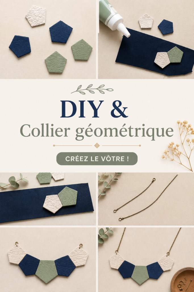Collier géométrique fait main sur fond clair