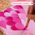 Dessin de cœurs roses et blancs sur un fond coloré