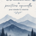 Des projets de peinture aquarelle divers montrant des paysages et des créations abstraites.