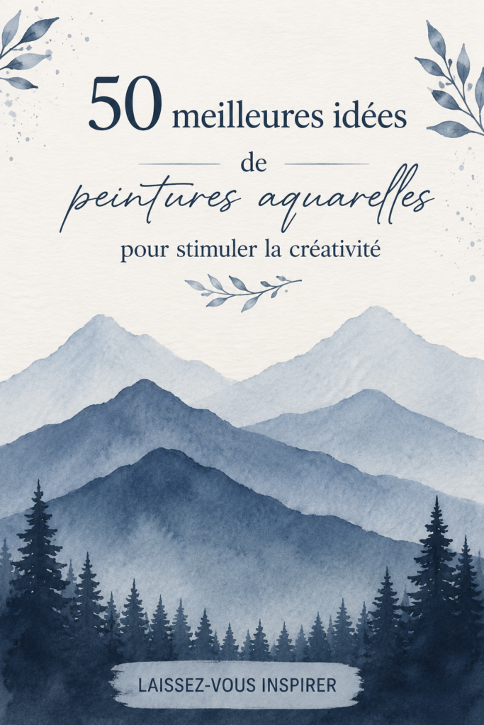 Des projets de peinture aquarelle divers montrant des paysages et des créations abstraites.