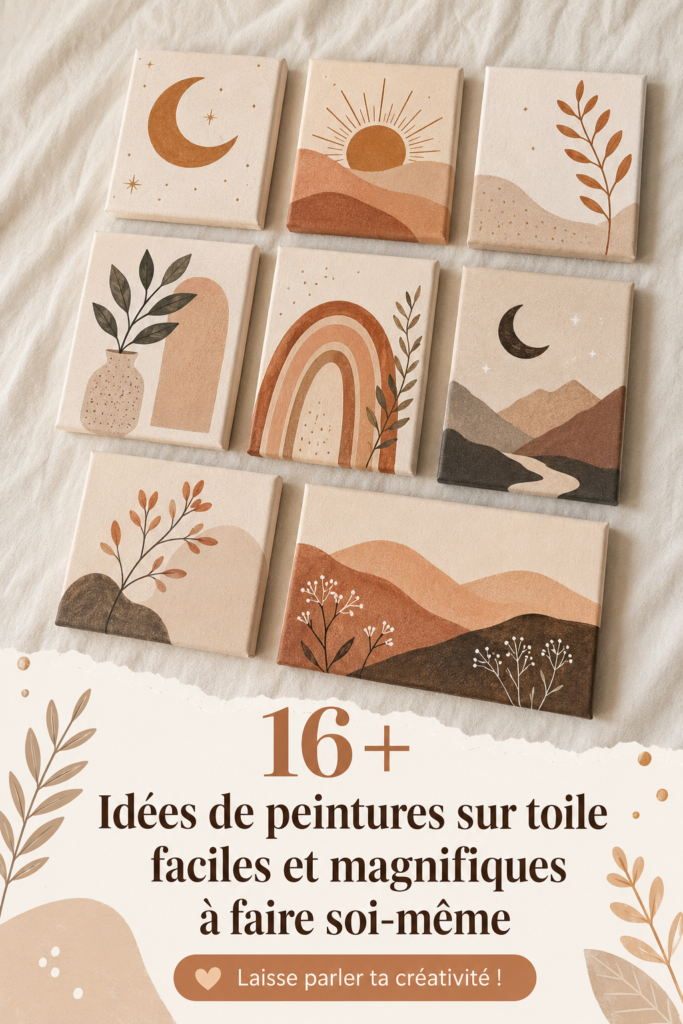 Toile peinte à la main avec des motifs colorés et abstraits.
