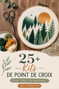Kits de broderie modernes variés sur une table