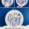 Motifs de broderie inspirés par le style scandinave sur un tissu de lin