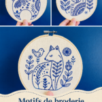Motifs de broderie inspirés par le style scandinave sur un tissu de lin