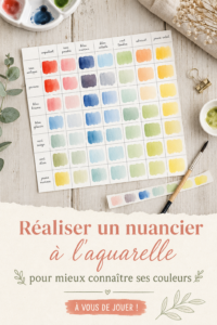Nuancier aquarelle coloré avec différentes nuances pour explorer la palette