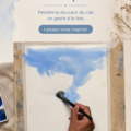 Peinture aquarelle représentant des nuages simples et délicats sur toile.