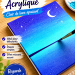 Illustration d'une peinture acrylique relaxante sur une toile avec des couleurs apaisantes.