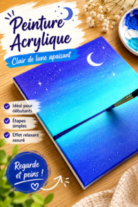 Illustration d'une peinture acrylique relaxante sur une toile avec des couleurs apaisantes.