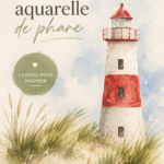 Peinture aquarelle d'un phare au bord de la mer