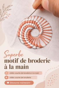 Broderie mains sur tissu avec un motif floral coloré