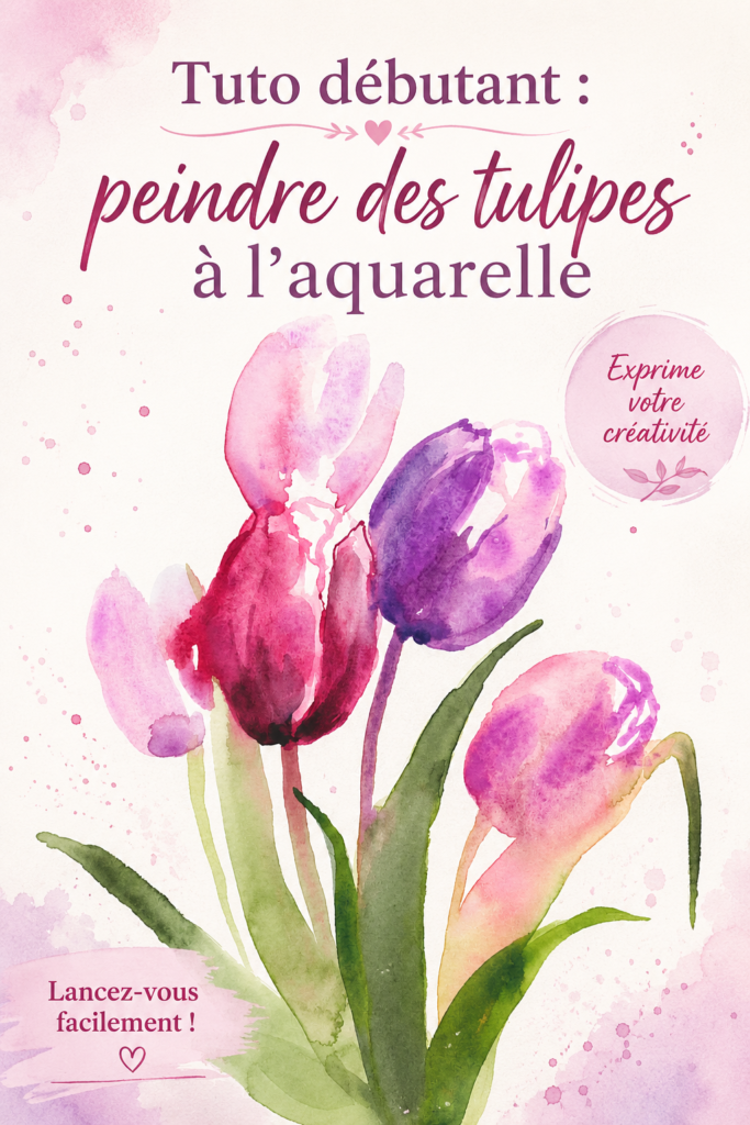Peinture à l'aquarelle de tulipes colorées sur papier