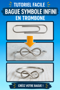 Anneau en symbole de l'infini fait main avec un clip en métal