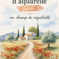 Image d'un tutoriel d'aquarelle représentant un champ de coquelicots colorés