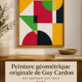 Peinture géométrique colorée avec des formes abstraites.