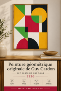 Peinture géométrique colorée avec des formes abstraites.