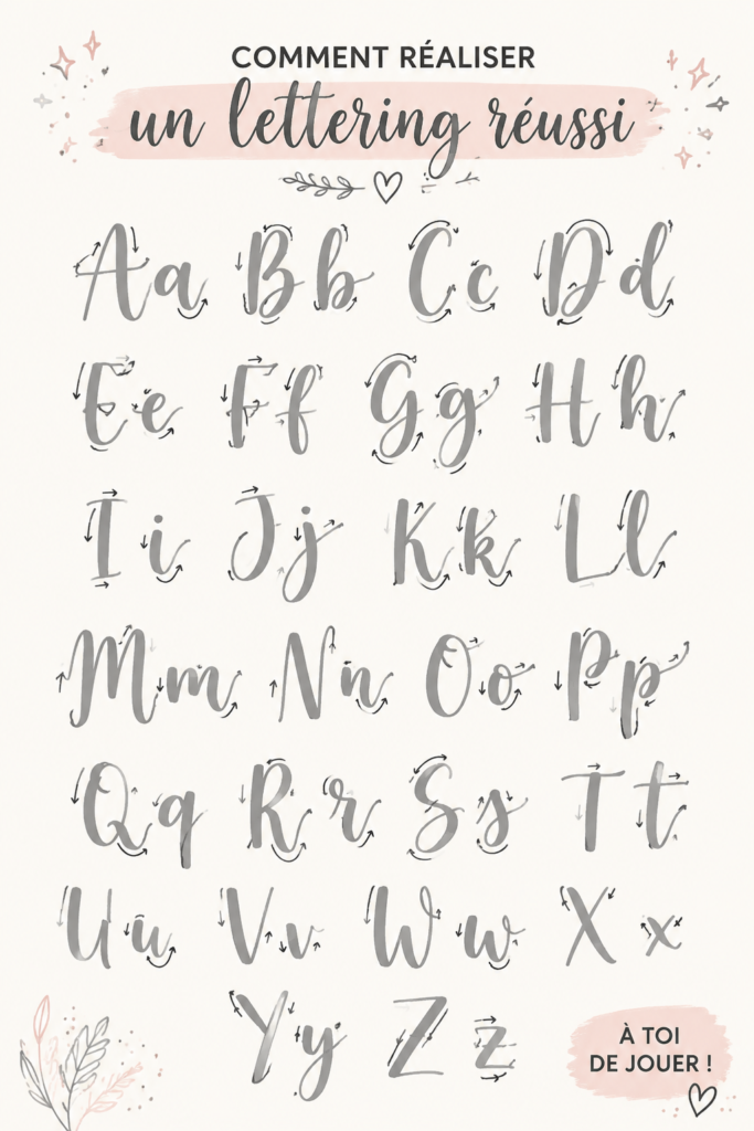 Un exemple coloré de lettering créatif sur fond blanc.