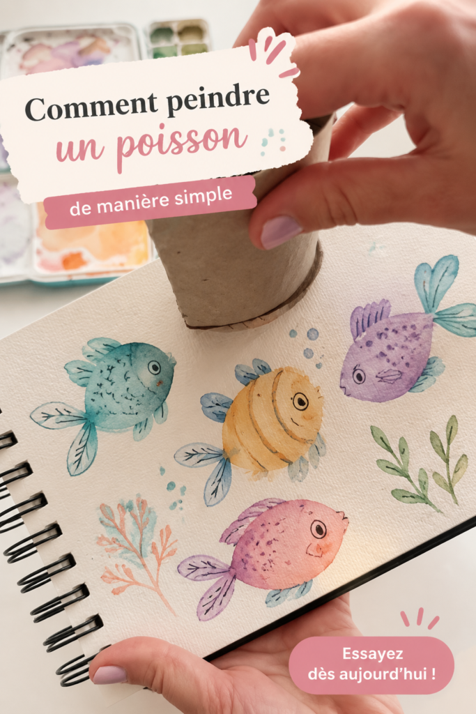 Poisson coloré peint à la main, exposé sur un mur décoratif.