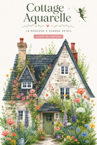 Illustration de cottage aquarelle avec des couleurs douces