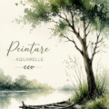 Peinture aquarelle colorée sur une toile, illustrant des techniques simples.