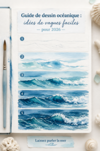 Un dessin de vagues apaisantes illustrant l'art marin.
