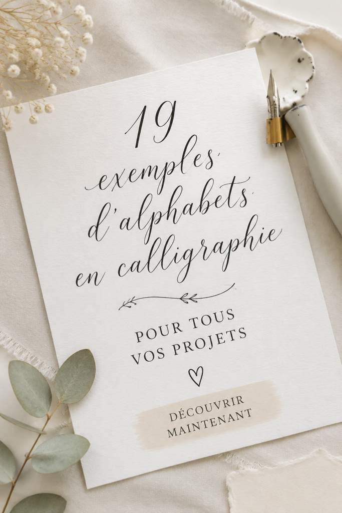 Exemples variés d'alphabets calligraphiés sur papier, illustrant la créativité