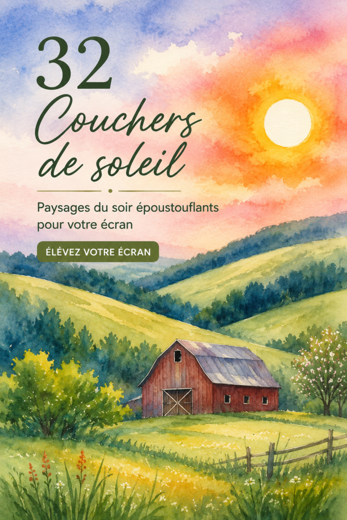 Un smartphone affichant un magnifique fond d'écran de coucher de soleil coloré