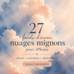 Un collage de fonds d'écran nuage pour iPhone, évoquant douceur et créativité.