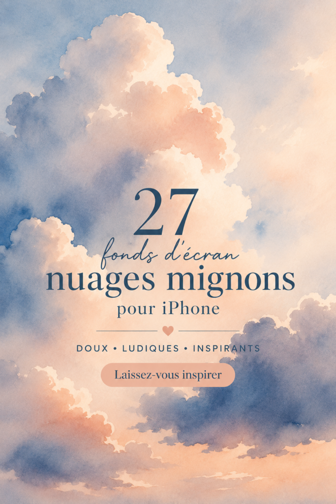 Un collage de fonds d'écran nuage pour iPhone, évoquant douceur et créativité.