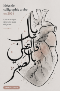 Une belle œuvre de calligraphie arabe sur toile accueillant un message inspirant.