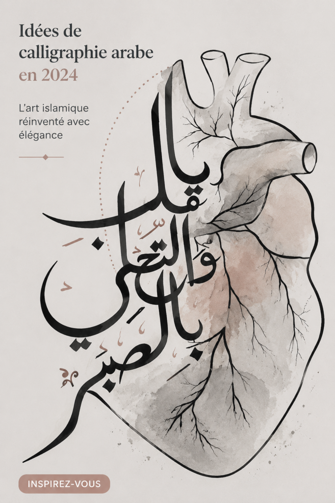 Une belle œuvre de calligraphie arabe sur toile accueillant un message inspirant.