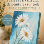 Peinture sur toile colorée représentant un paysage printanier inspirant.