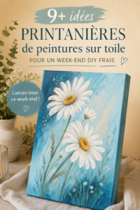 Peinture sur toile colorée représentant un paysage printanier inspirant.