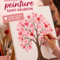 Couple riant lors d'une soirée peinture de la Saint-Valentin