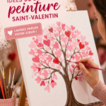 Couple riant lors d'une soirée peinture de la Saint-Valentin